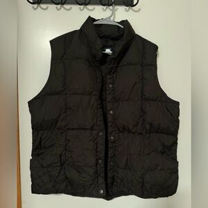Down Vest Land's End Puffy Puffer Black Nylon Camping Hiking Unisex